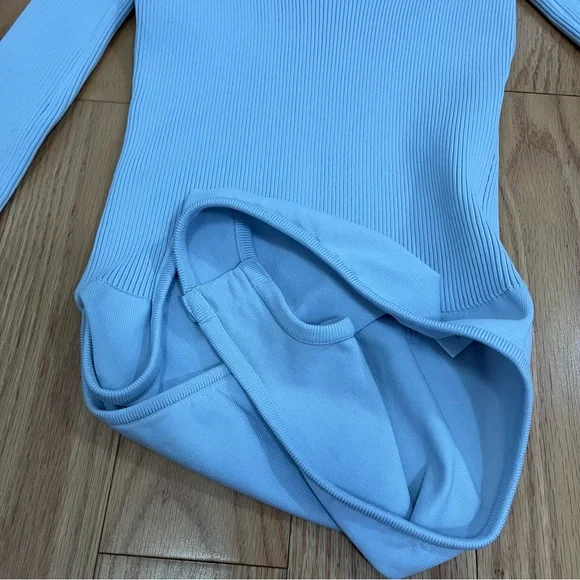 Tibi Tech Rib Bodysuit Light Blue - Picture 9 of 16